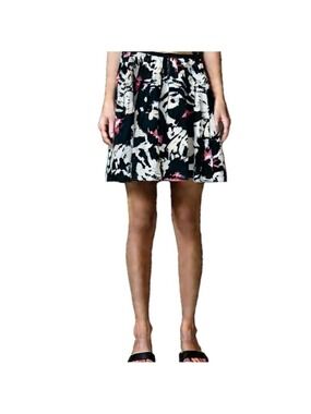 Vintage Willi Smith Skirt, A-line Knee Length Circle Skirt White Black Hot Pink